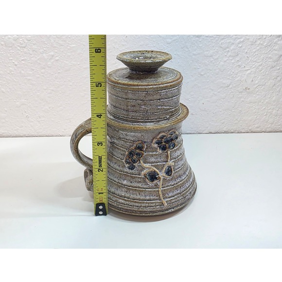 Vintage syudio pottery Ceramic Jar Pot vase candle holder Floral Design Signed - Picture 7 of 7